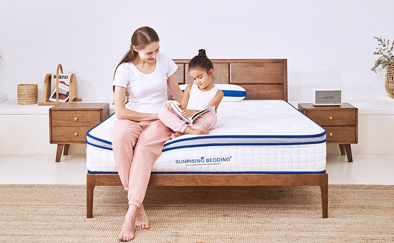 Sunrising Bedding 11 inch Euro-Top Mattress , Natural Latex & Gel Memory Foam Hybrid Individually Pocketed Coils Spring Mattress, Medium Soft, Pain relief, Sleep Cooling, 120-Night Free Trial, 20-Year Warranty